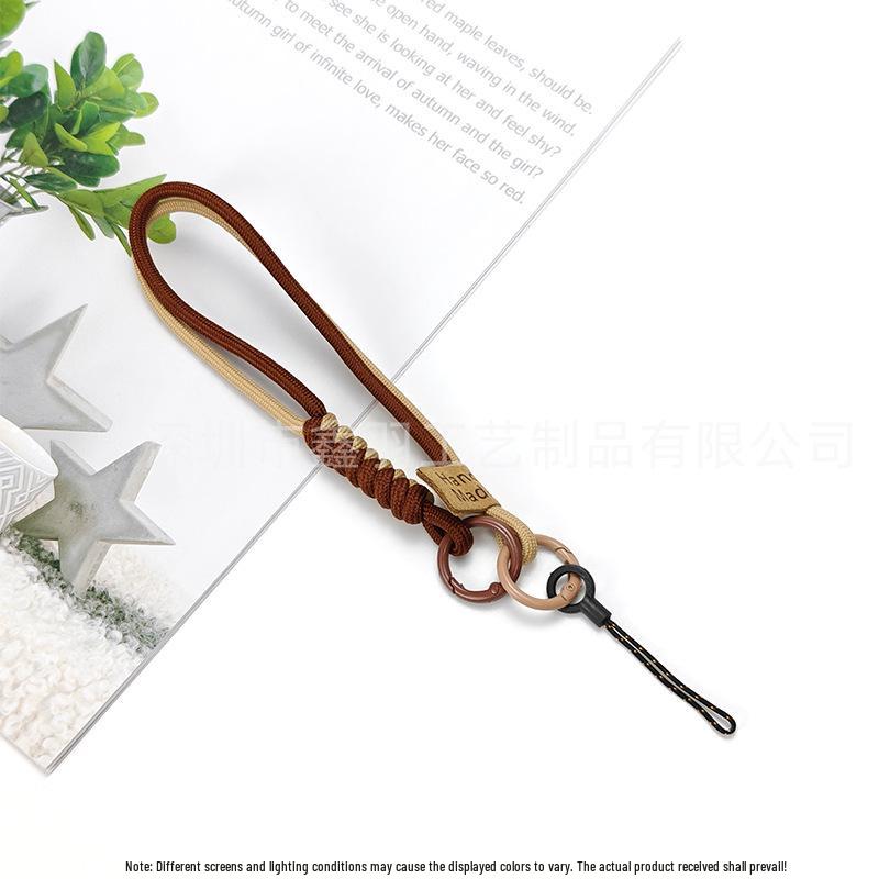 

British Style Color Block Handwoven Phone Lanyard with Doll Charm