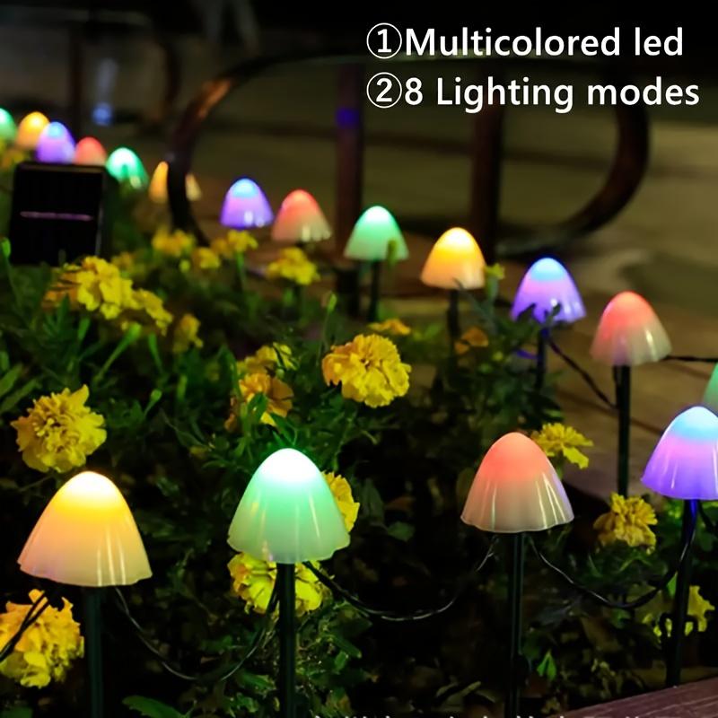 Mushroom Solar Lights-Set of 10/30pcs Fairy String Light 8 Modes Solar Pathway Lighting Outdoor Decor for Garden Yard Christmas