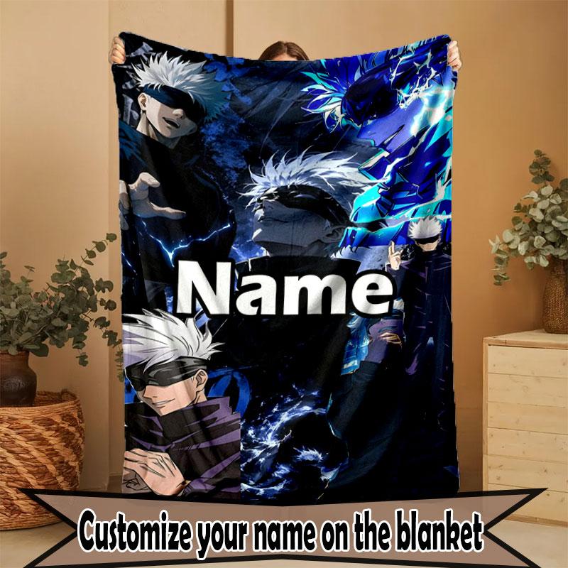 Couverture Imprimée Personnalisée au Nom Jujutsu Kaisen, Décoration Intérieure, Chambre à Coucher, Canapé, Camping, Canapé, Cadeaux pour Anniversaire Noël
