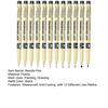 12Pcs Fineliner Set Waterproof Anti-Fouling Artists Illustration Sketching with 12 Different Line Widths Felt Tip Pens