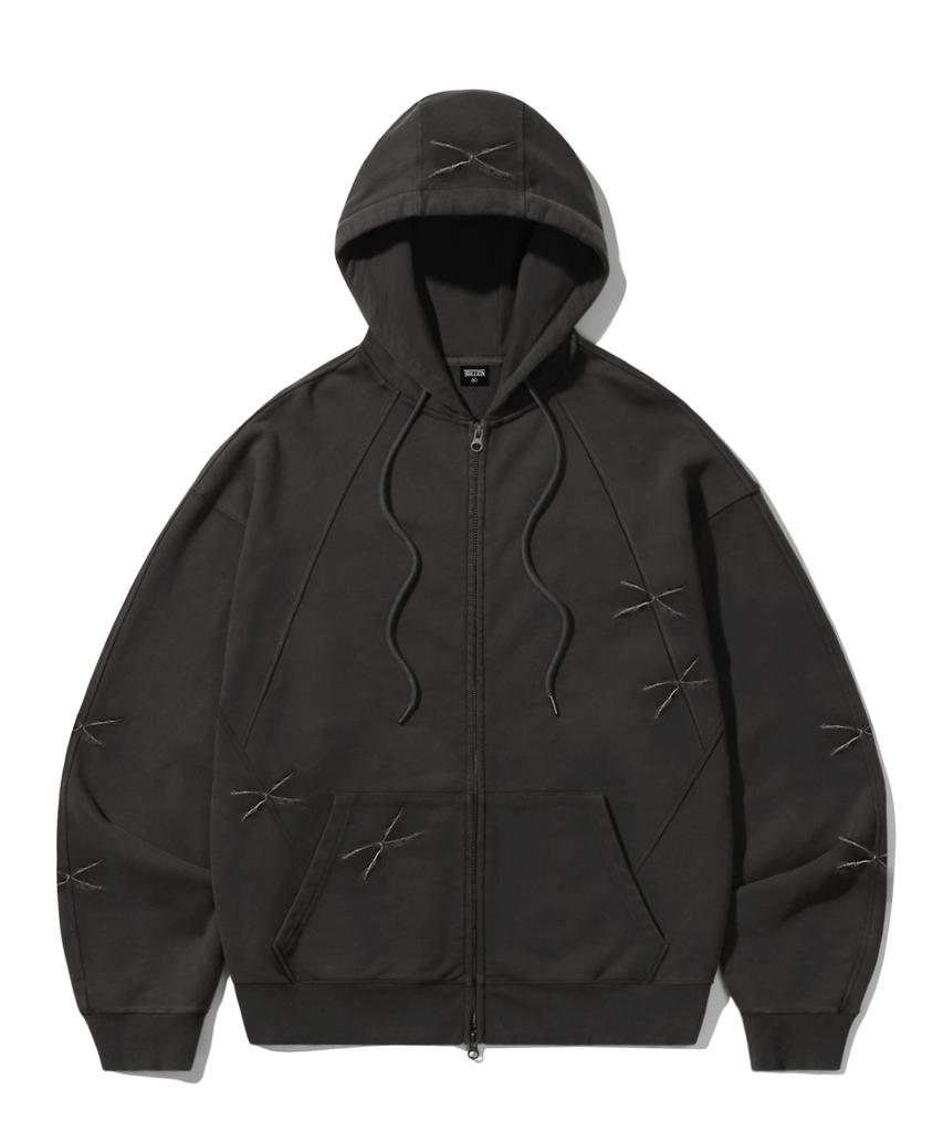 Trillion Domingo Pigment 2-Way Sweat Zip-Up (Charcoal)