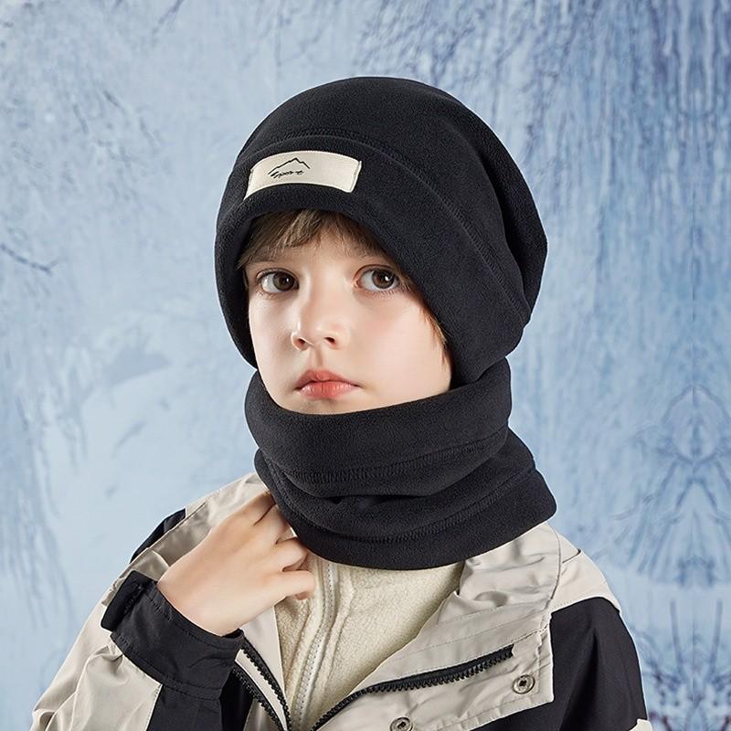 Kids Plush Hat And Neck Gaiter Pair With Warmth And Windproof Design For Winter Outdoor Use