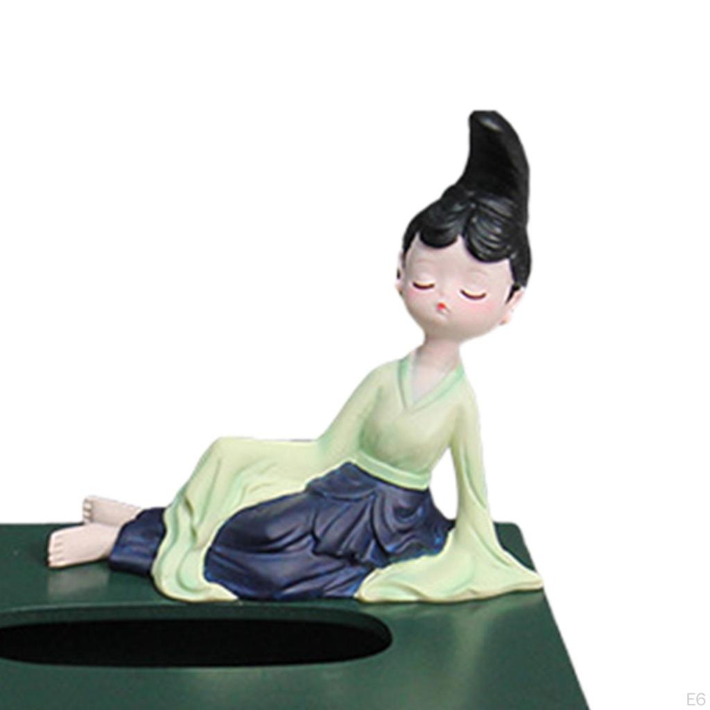 Chinese Ancient Girl Ornament Storage Decoration Art Figurine for Tabletop
