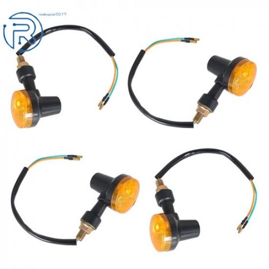For Yamaha Kawasaki Honda 4PCS Motorcycle Turn Signals Blinker Light Black Amber