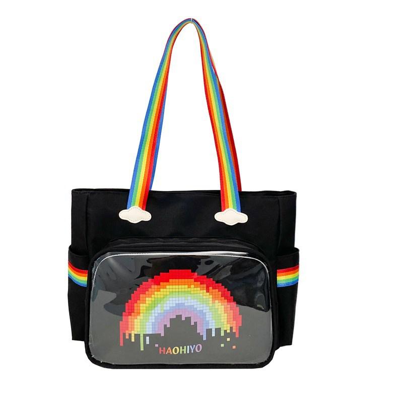 New Rainbow Design Handbag Y2K ItaBag Casual High Beauty Sweet Girl Shoulder Bag, Fashionable Cute Transparent Ulzzang Ita Bag