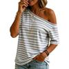 Top a righe da donna, casual e alla moda, con spalle scoperte