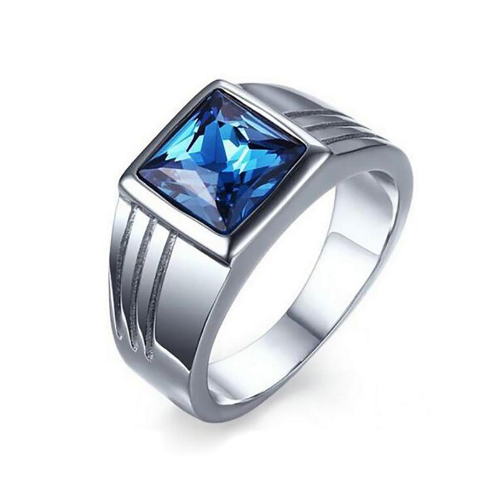 

Модное медное мужское кольцо инкрустированное искусственным сапфиром 7 синий