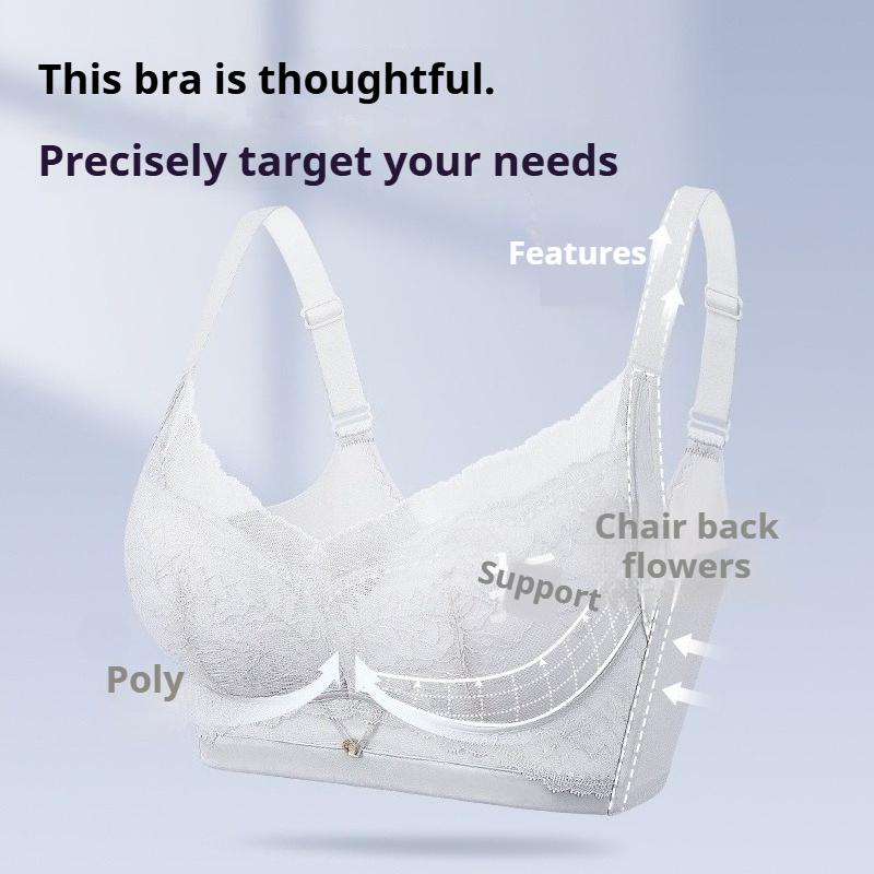 Lace Lingerie for Women Medium Thickness Push-up Supports Side Breasts Anti-sagging Shaping Bra Wire-free Sexy Bra