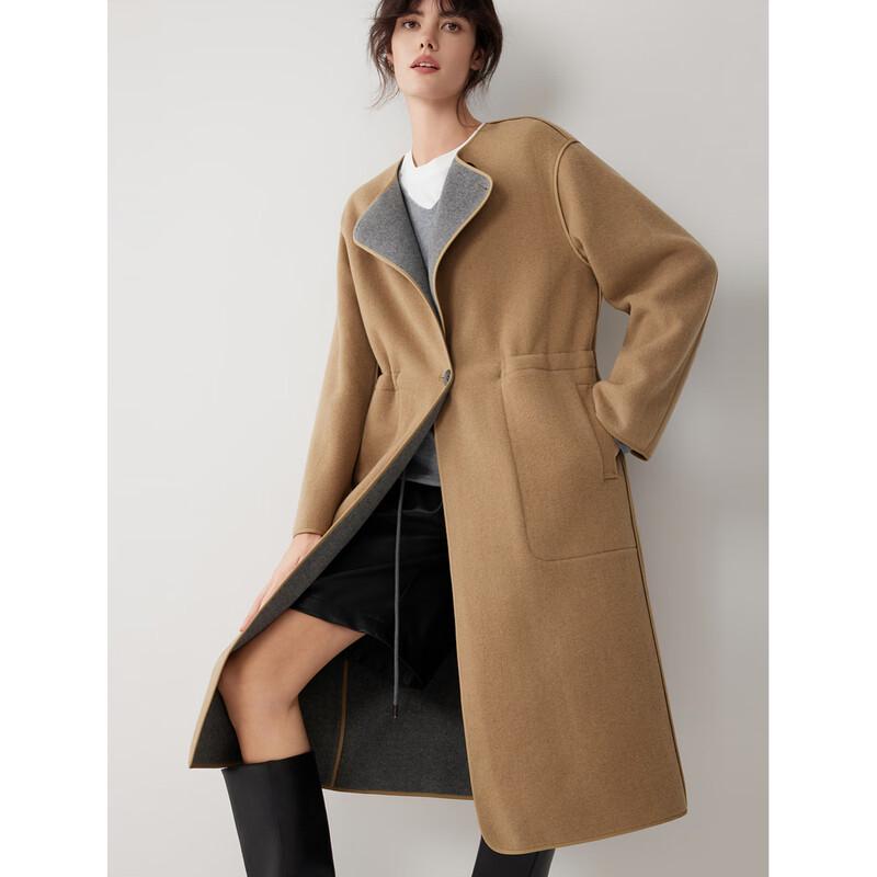 ELLE Women's Merino Wool Cashmere Blend Long Coat