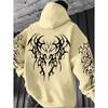 Herren Mode Kapuzenpullover mit dunklem Musterdruck, Lässiger vielseitiger Hoodie