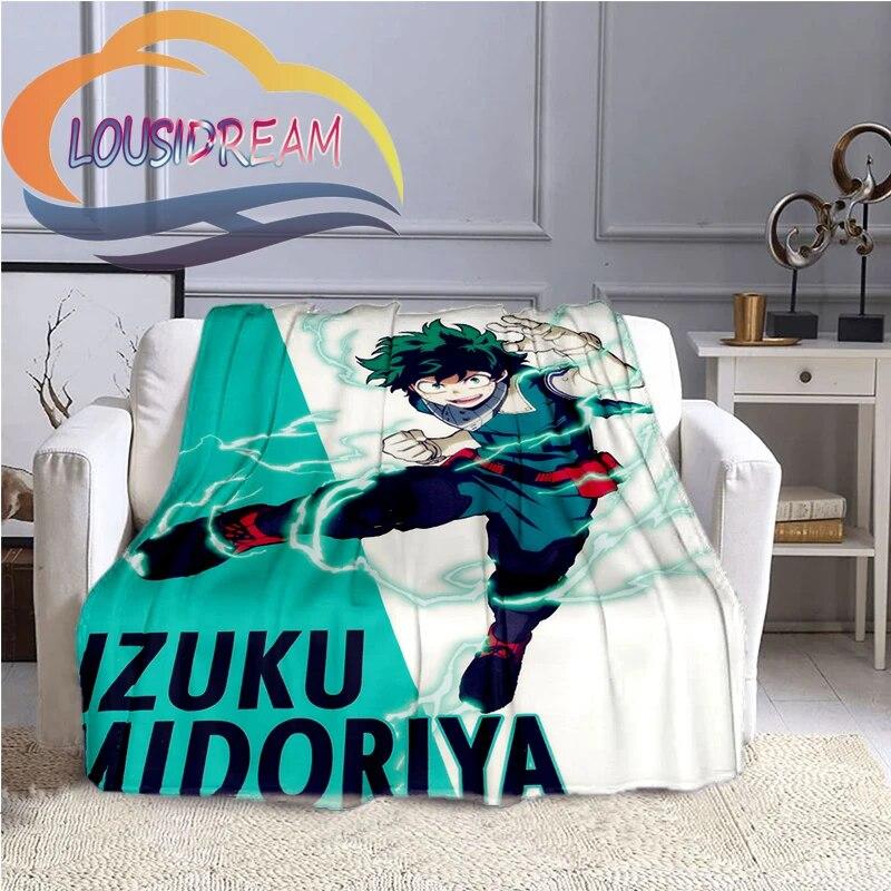 Cartoon My Hero Academia Fleece-teppe, All Over Print, Gaver til ham/hennes mønsterteppe