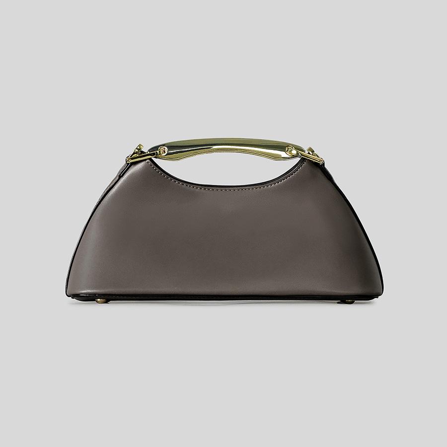 

Luxury Texture Women s Bag Lychee Pattern Metal Handle Shoulder Evening Clutch Fashi Designer Half-mo Crossbody Bag серый