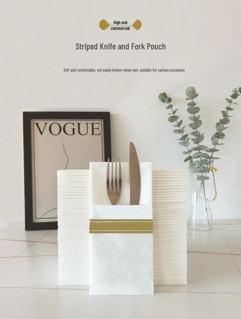 Striped Knife & Fork Disposable Napkin Placemat for Hotels & Restaurants