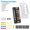 6-Way Car Fuse Holder With Negative Busbar 12V Blade Type Fuse Holder Atc/Ato Standard Fuse Box Label Sticker Waterproof Cover