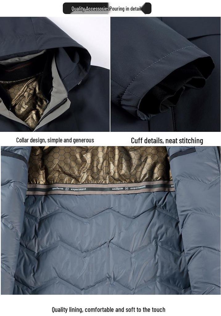 2024 Men's High-End Autumn Winter Hooded Down Jacket - Windproof, Warm, Casual Top for Middle-Aged