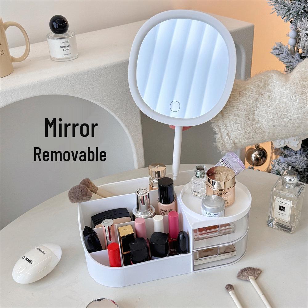 Multifunctional Makeup Organizer with Mirror and Skincare Storage