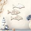 3 Stück/Set Holz Delfin Wanddekoration, Blumen Blätter Muster Fisch Wandkunst für Strand, Seehaus, Nautisch Küsten Ozean Thema Hängendes Ornament