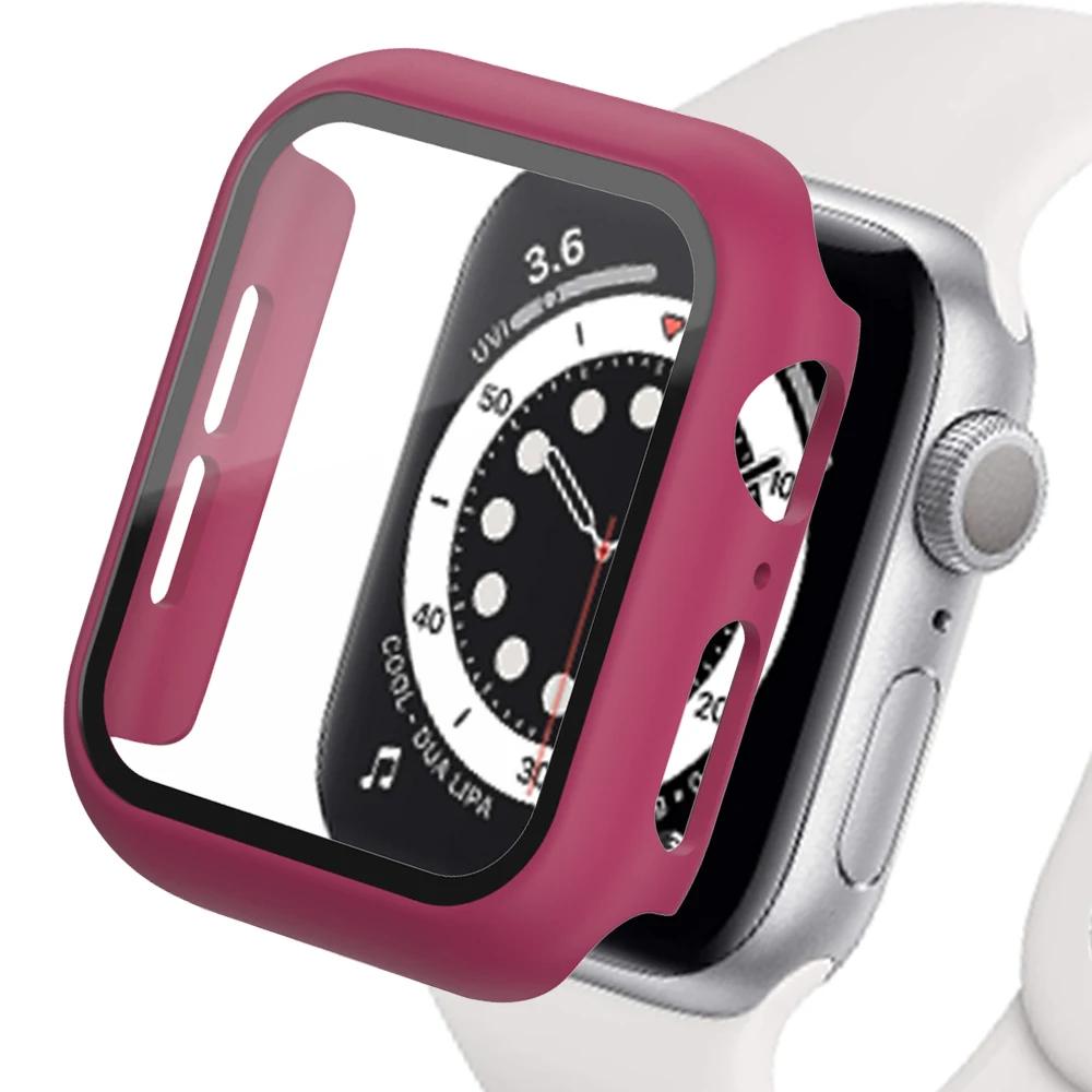 Glass+Matte Watch Cover for Apple Watch Case 45 41 44 40mm 42mm 38mm Bumper+Screen Protector for Iwatch SE 9 8 7 6 5 4 3 2 cover