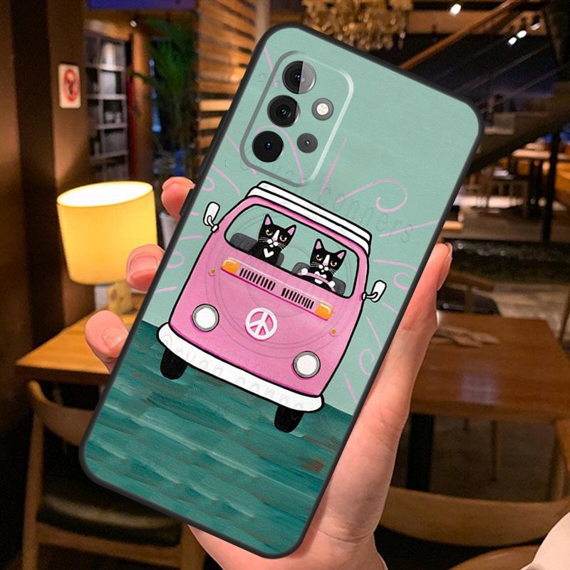 

Hippy Peace Bus Cat Case For Samsung Galaxy A56 A36 A54 A34 A14 A06 A16 A26 A12 A32 A52 A13 A33 A53 A15 A35 A55 Samsung A06