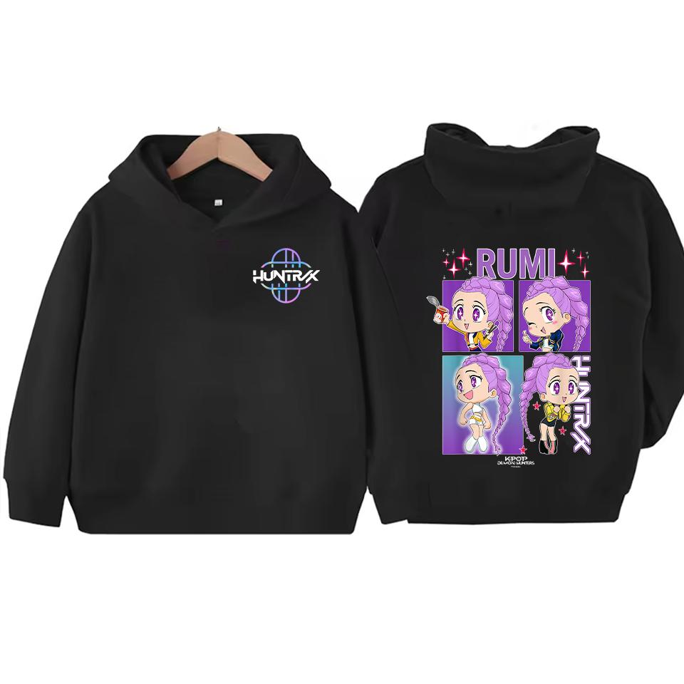 Girls Hooded Sweatshirt Warm KPop Demon Hunter Rumi Derpy Cartoon Boy Children's Korean Wave Fashion Casual Tops Casual Clothing