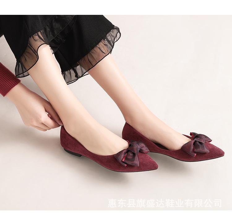 

Модные туфли-одинарки с мягкой подошвой, женские сетчатые балетки с бантом, замшевые туфли, женские весенние, большого размера 40/42, сворачивающиеся балетки 4.5 вино красного