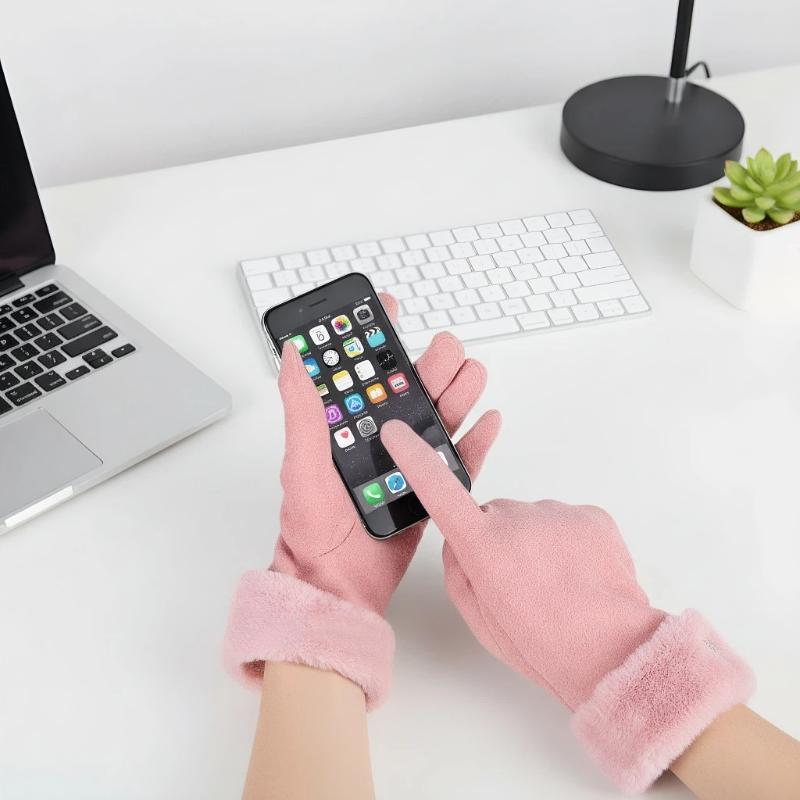 Fashion Gloves Autumn Winter Cute Furry Warm Mitts Full Finger Mittens Women Outdoor Sport Female Gloves Screen