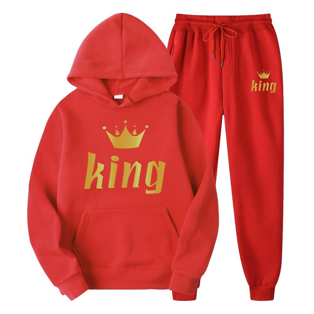 Couple Hooded Sweatshirt Set - Queen & King Band Long Sleeve Sportswear