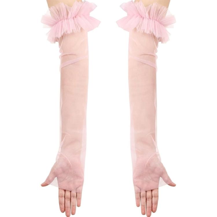 Seethrough Sheer Arm Sleeves Wedding Gloves For Bride Formal Occasion Fingerless Thin Arm Covers for Evening Party Wear