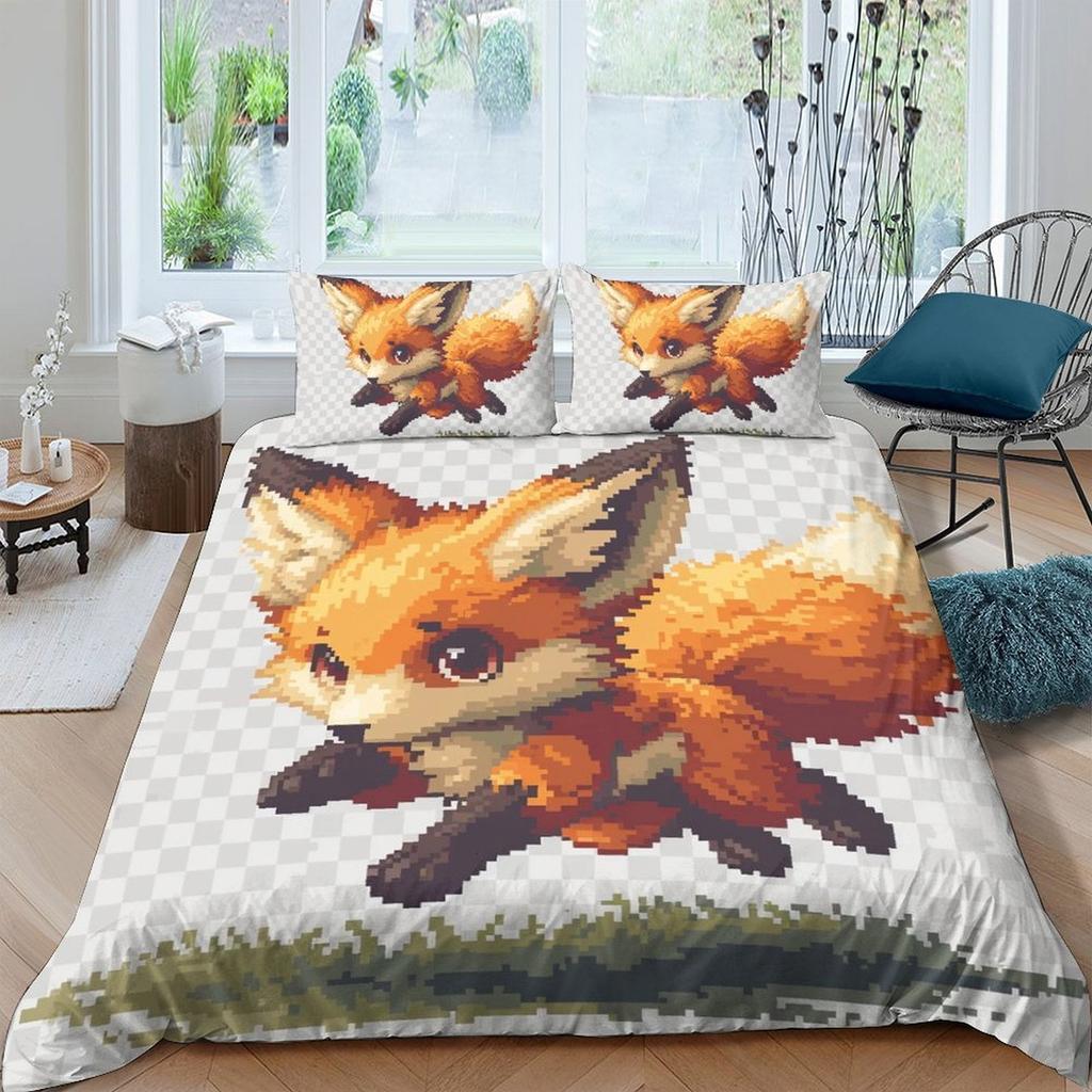 Fuchs-Print Bettbezug Bettwäsche Set Deckenbezüge Für Kinder Kinder Und Erwachsene Warm Weich Bequem Atmungsaktiv