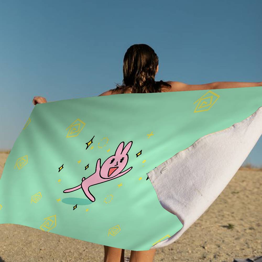 My F-Friend Pink Rabbit Funny Microfiber Blanket Drying Beach Towels Oversized Printing Super Absorbent Pool Towel Blanket
