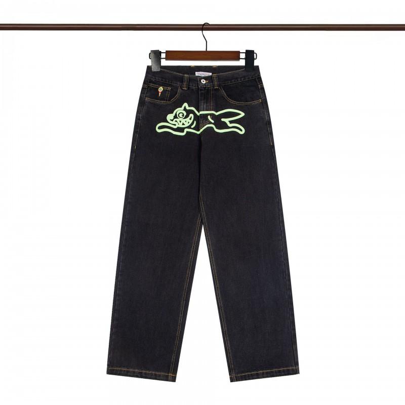 BBC ICECREAM Graphic Embroidered Denim Shorts Mens High Street Straight Leg Fashion Casual