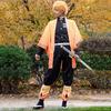 Agatsuma Zenitsu Cosplay Costume Wig Haori Embroidery Top Elastic Pants Belt Rose Net Cos Halloween Christmas Gift