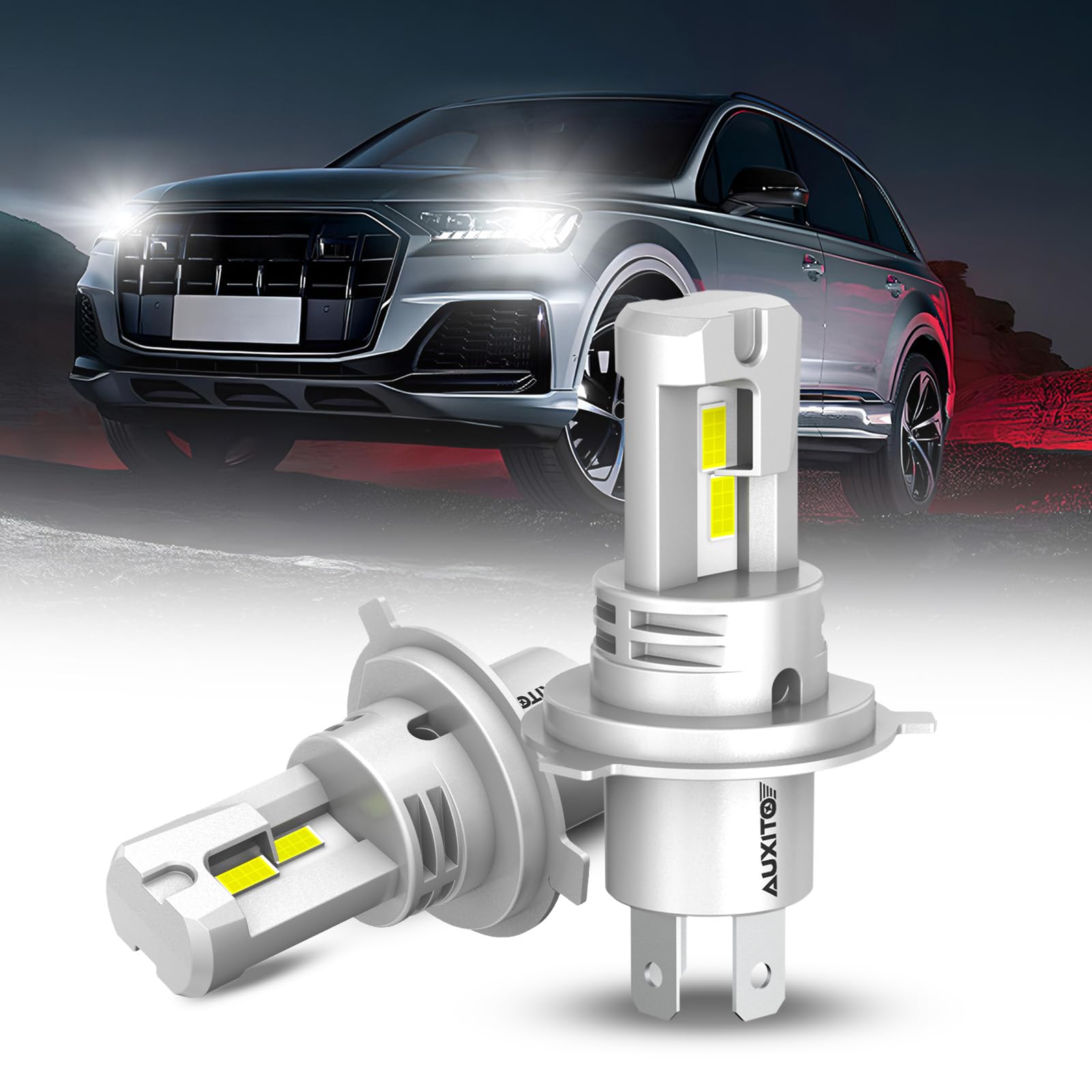 

AUXITO H4 LED Headlight, Compatible with Vehicle Inspection, HI/LO Switching, H4 LED, 4x Brightness,