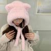 Autumn And Winter  Bear Ear Strap Lei Feng Hat Women'S Korean Cute Warm Ear Protection Knitted Wool Hat