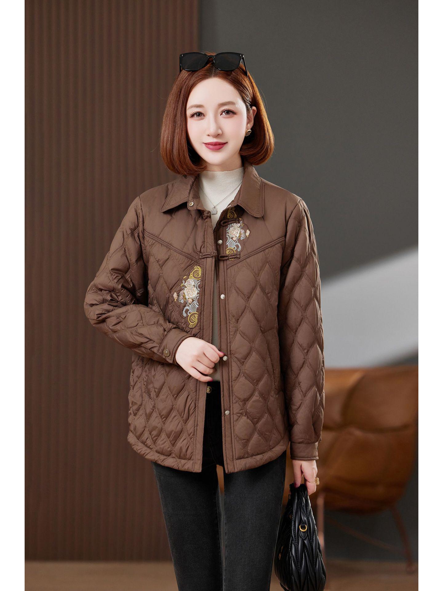 

Теплая хлопковая куртка с отложным воротником, омолаживающая маму - Мода осень/зима 2024 для женщин среднего и пожилого возраста M кофейный