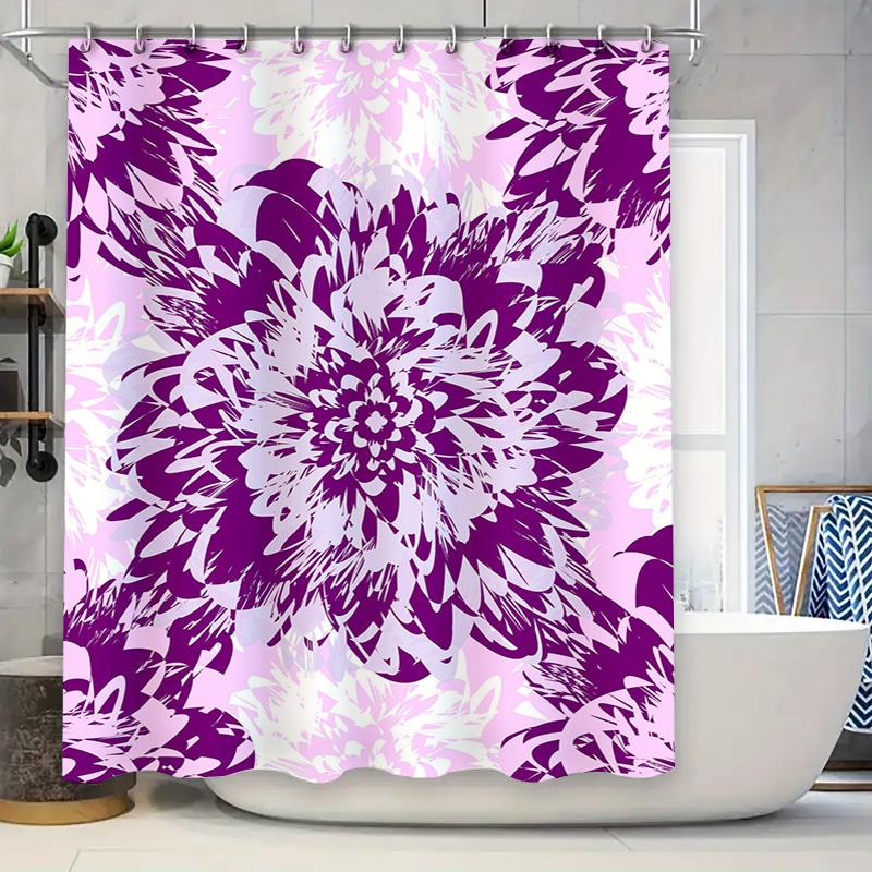 

Delightful Purple Blossom Shower Curtain Floral Print Bath Decor for Home Bathroom Decoration Pink White Floral Bath Shower Curt 90x180cm