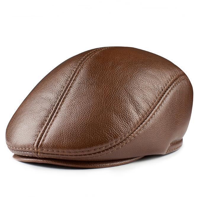 Autumn and winter hats men middle-aged and elderly beret British versatile fashion winter old man pu forward cap