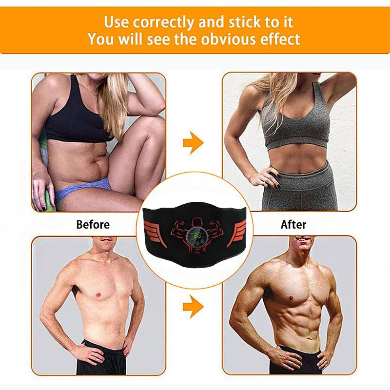 EMS Muscle Stimulator Electric Abdominal Trainer Belt Abs Toner Body Slimming Fitness Training Equipment Lose Weight Burning Fat