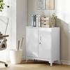 Metal Office Cabinet, Lockable Doors, Office Chest of Drawers, 2-Tier Design, White