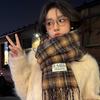 Plaid scarf new warm thickened shawl student versatile winter England fringed imitation cashmere scarf