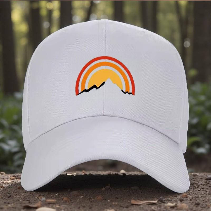 Mountain Rainbow Print Baseball Cap Unisex Adjustable Outdoor Sun Hat Breathable