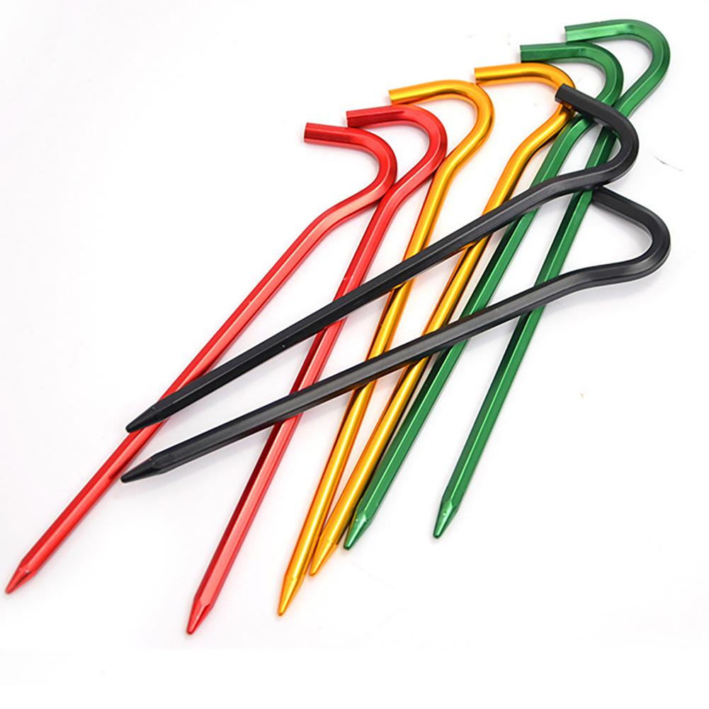 Tent Pegs Aluminum Alloy Ground Nail With Windproof Rope Buckle Set For Hammock Camping Awning Canopy