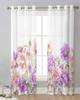 Spring Flower Watercolor Countryside Sheer Curtains for Living Room Decoration Window Curtains Kitchen Tulle Voile Curtains