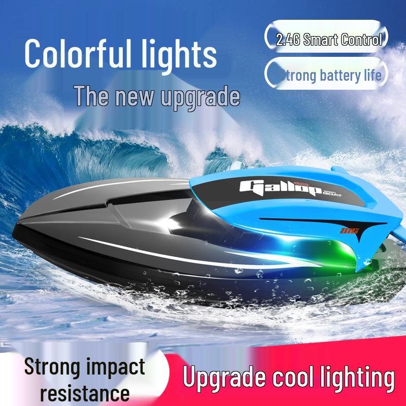 2.4G High-Speed Remote Control Waterproof Electric Speedboat with Lights for Kids