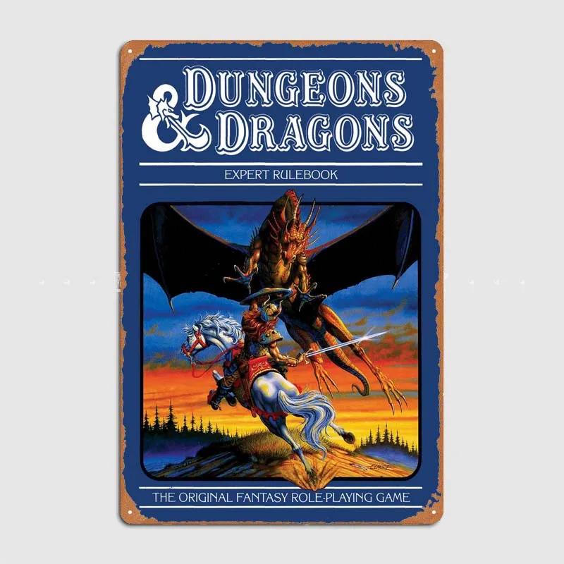 D-Dungeons And Dragons Posters Bedroom Decoration Game Signs Wall Art Vintage Metal Tin Sign for Gamer Room Wall Decoration Home