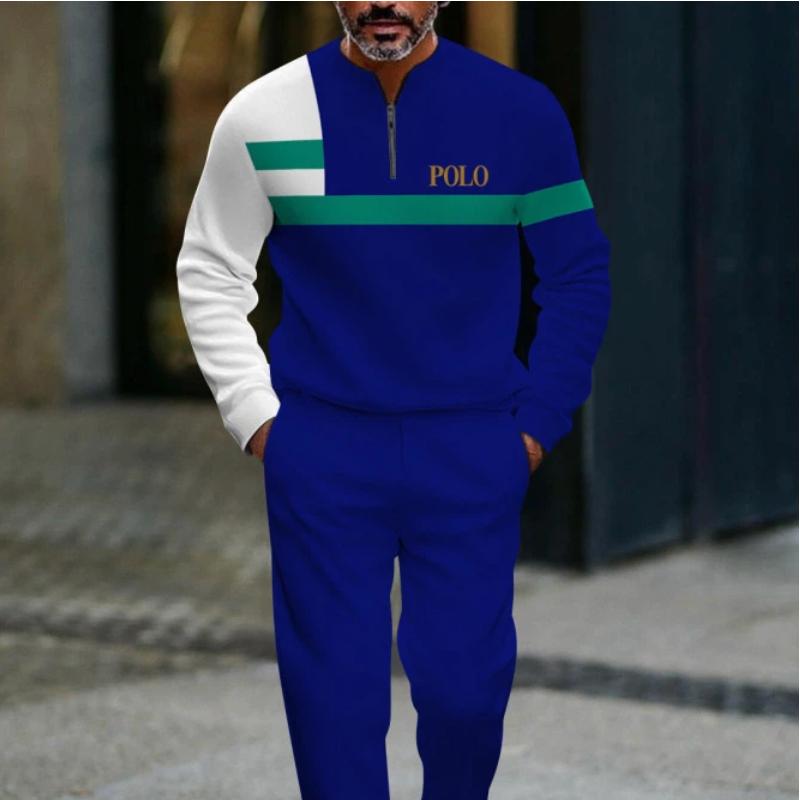 Herren Mode Stil Gedruckt Zweiteiliges Set 3D Digital Halber Reißverschluss Lässig Trendig Sportbekleidung Herbst und Winter Set