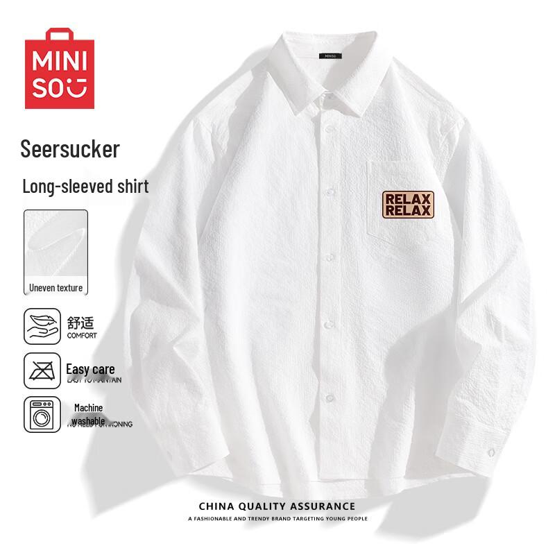 Miniso Men s Spring Bubble Grid Long-Sleeve Shirt M