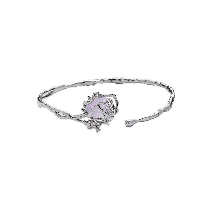 Personalized versatile hollow rose flower opening bracelet women's fashion niche bracelet simple cold wind bracelet