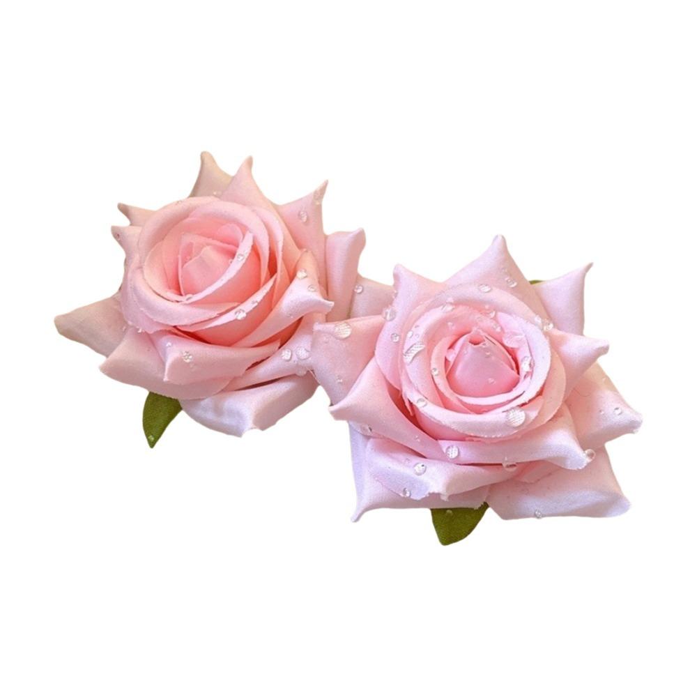 Cloth Floral Stud Earrings Solid Color Drop Earrings Retro Rose Flower Earrings  Women