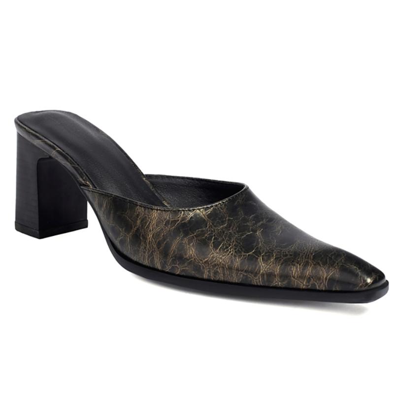 

Удобные мюли женская обувь сексуальные тапочки женские летние сандалии новые 2024 дизайнерские шлепанцы с закрытым носком модная обувь для вечеринок женская 39 золотой